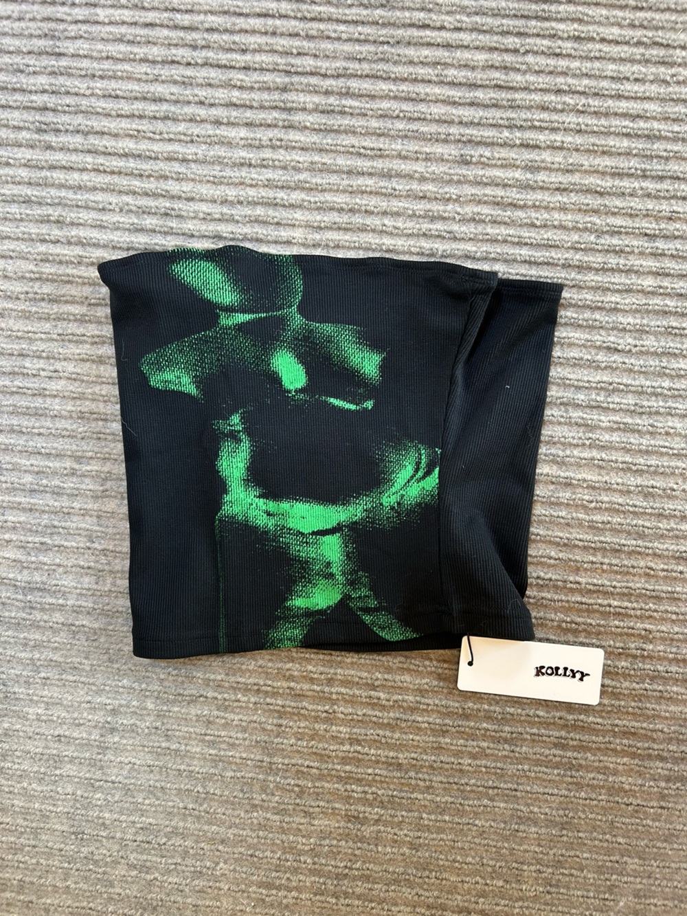 Y2K Vacation Black Abstract Neon Top Tank Top & Cam Black and Green